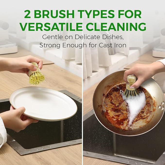 AIRNEX Bamboo Dish Brush Set of 3 - Image 4