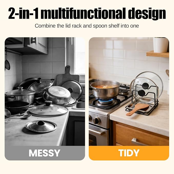 Pot Lid Holder While Cooking, 304 Stainless Steel Spoon Rest - Image 5