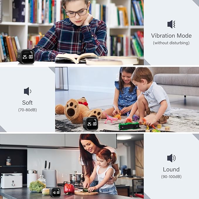 Rotating Pomodoro Timer 5, 10 50 Minutes Preset, Desk Productivity Timer w/Gra - Image 6