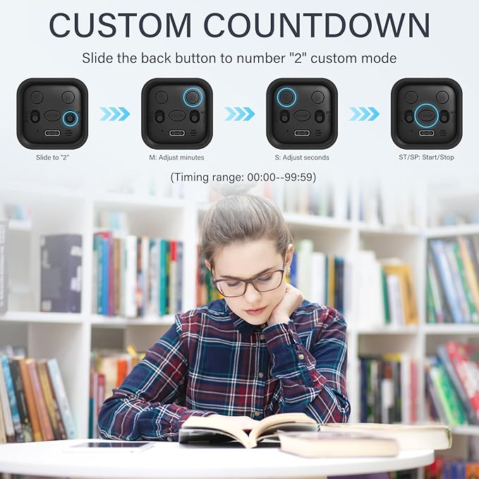 Rotating Pomodoro Timer 5, 10 50 Minutes Preset, Desk Productivity Timer w/Gra - Image 4