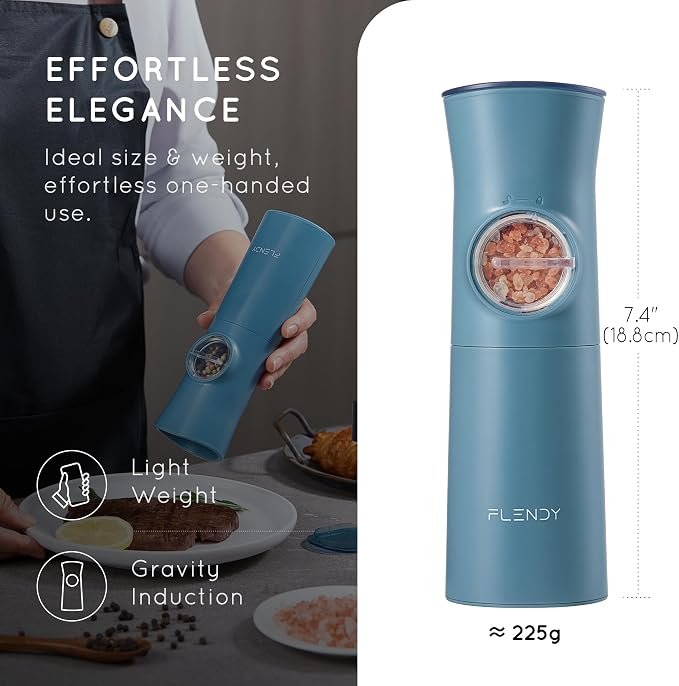 Flendy Gravity Electric Salt and Pepper Grinder Set Rechargeable, Automatic - Image 3
