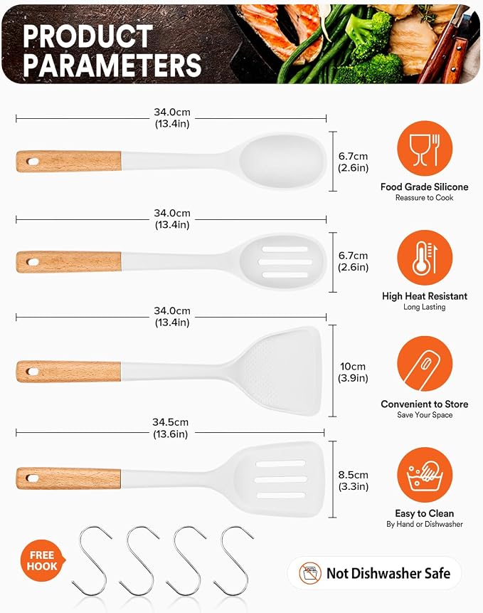 Silicone Cooking Utensils Set, Perfectly Angled - Image 2