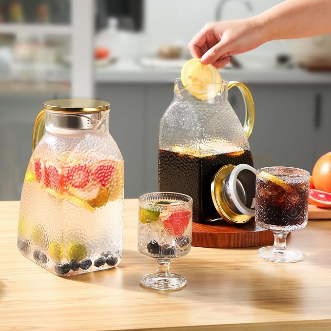 2 Pack Glass Pitcher with Lid and Handle, 1.8 Liter 60 oz Water Jugs - Image 7
