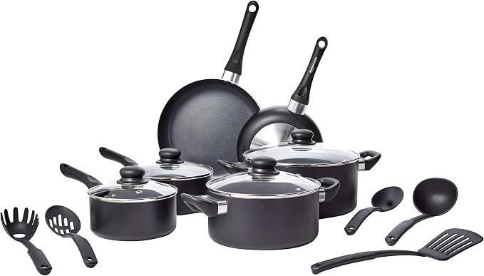 Amazon Basics Non-Stick Kitchen Cookware 15-Piece Set by AmazonBasics