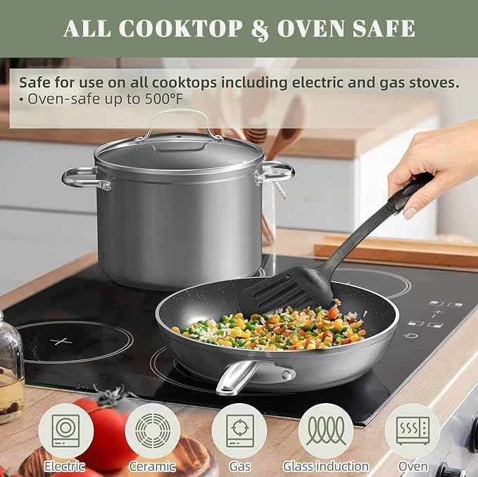 Nuwave 9pc Cookware Set Healthy Duralon Blue Ceramic Nonstick Coated, Diamond - Image 5