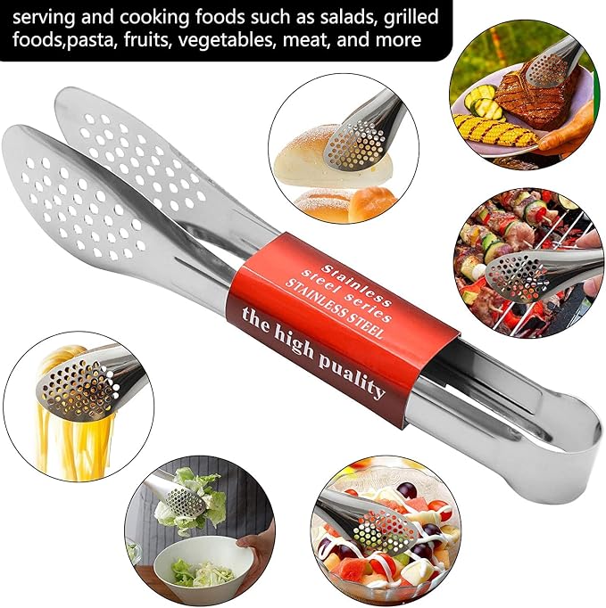 6 Pack Buffet Tongs, Stainless Steel Serving Tongs Serving Utensils 7Inch - Image 4