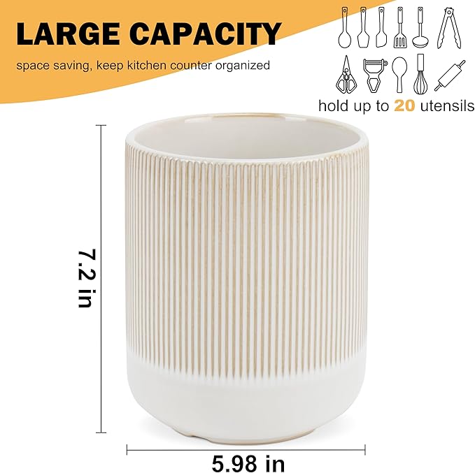 RedCall Kitchen Utensils Holder Large, Ceramic Utensil Organizer - Image 5