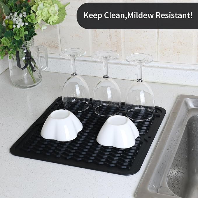 ZLR 2 Pcs Silicone Dish Drying Mat 12" x 12" Square - Image 3
