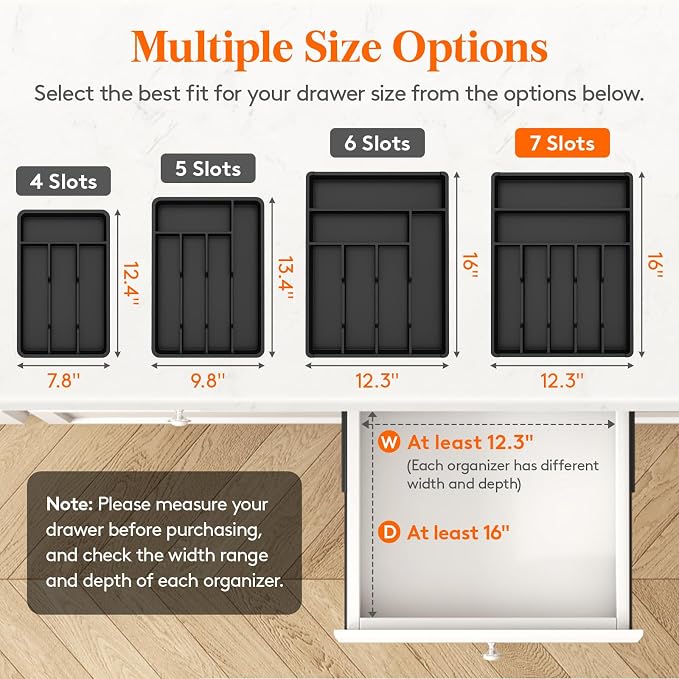Lifewit Silverware Drawer Organizer Tray, Plastic Cutlery Storage - Image 2