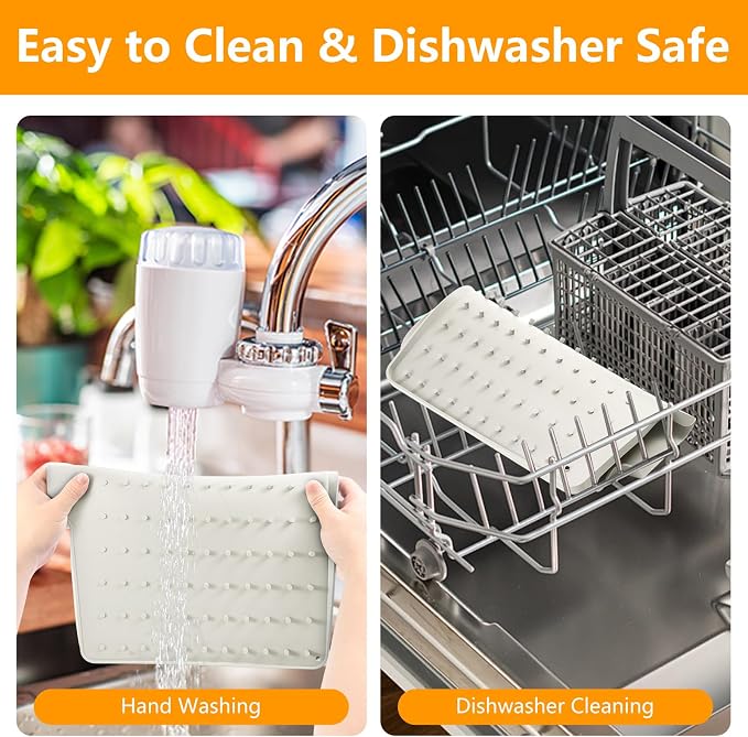 Silicone Dish Drying Mat for Kitchen Counter, Dish Drainer Mat, Non-Slip Drying - Image 4