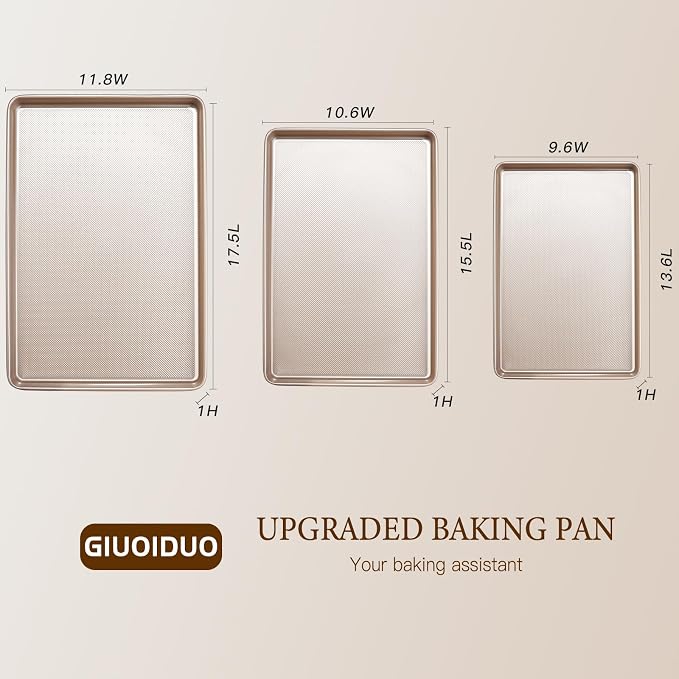 Baking Sheet Set of 3, Nonstick Heavy Duty Cookie Sheets - Image 2