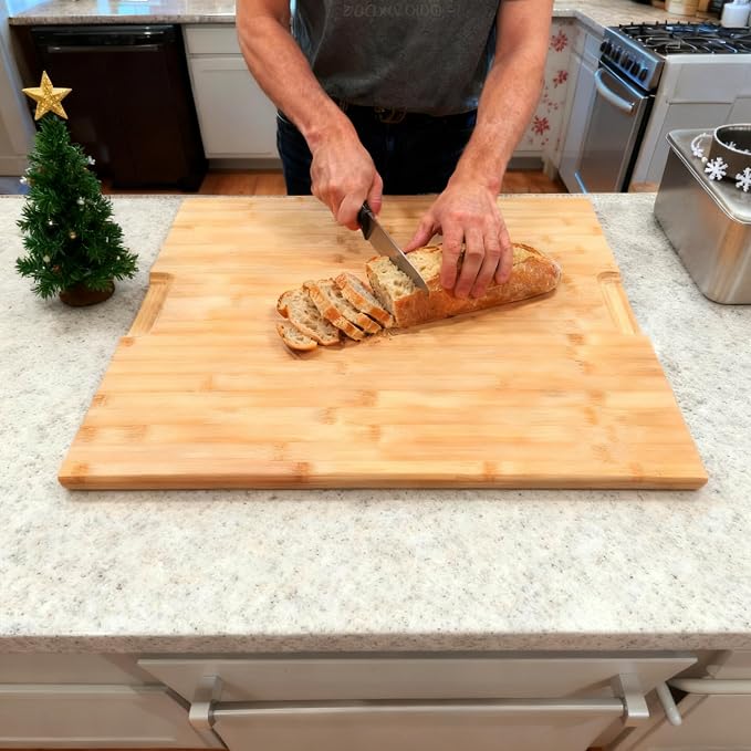 Utoplike Bamboo Cutting Board 20 x 20 inch, Large Wood Chopping Board - Image 3