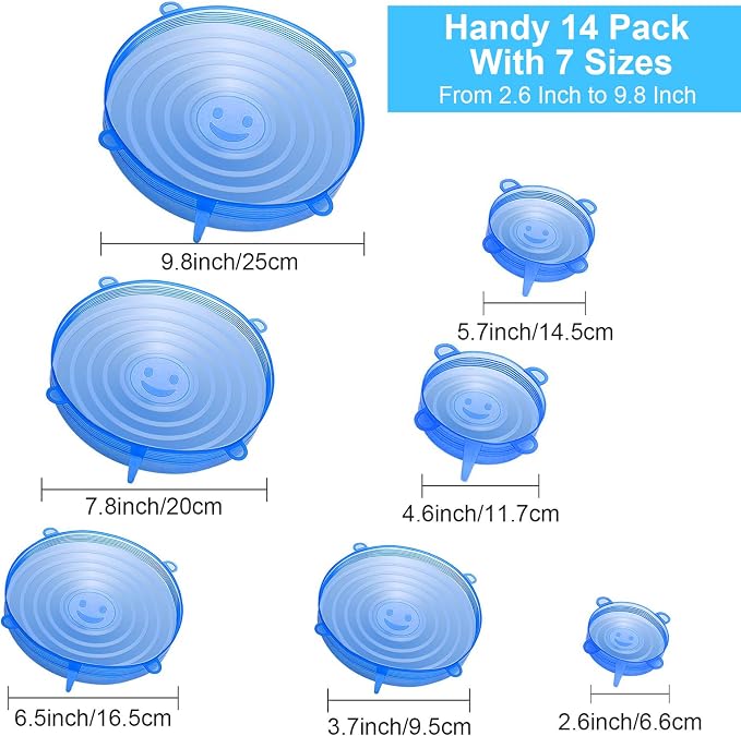 YXYL 14 PCS Reusable Silicone Stretch and Seal Lids - Image 2