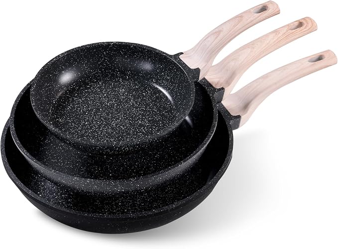CAROTE Non Stick Frying Pan Skillet Set, Omelet Pan, Healthy Non Toxic Granite by CAROTE
