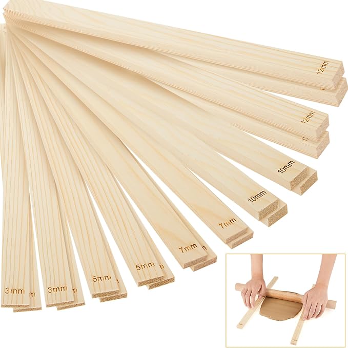 Sasylvia 20 Pcs Pottery Rolling Pin Guides Wood Teaching Rolling Mud Stick by Sasylvia