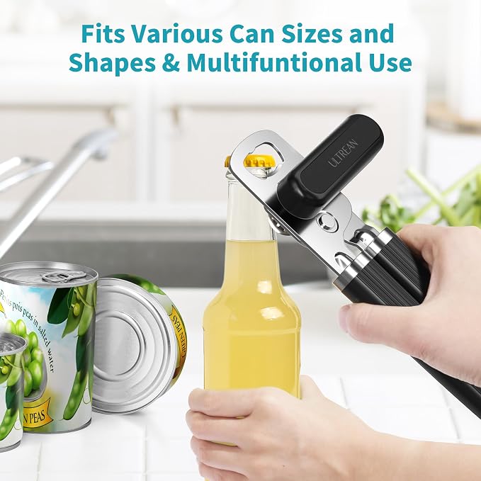 Ultrean Manual Can Opener Bottle Opener, Heavy Duty Stainless Steel Smooth Edge - Image 5