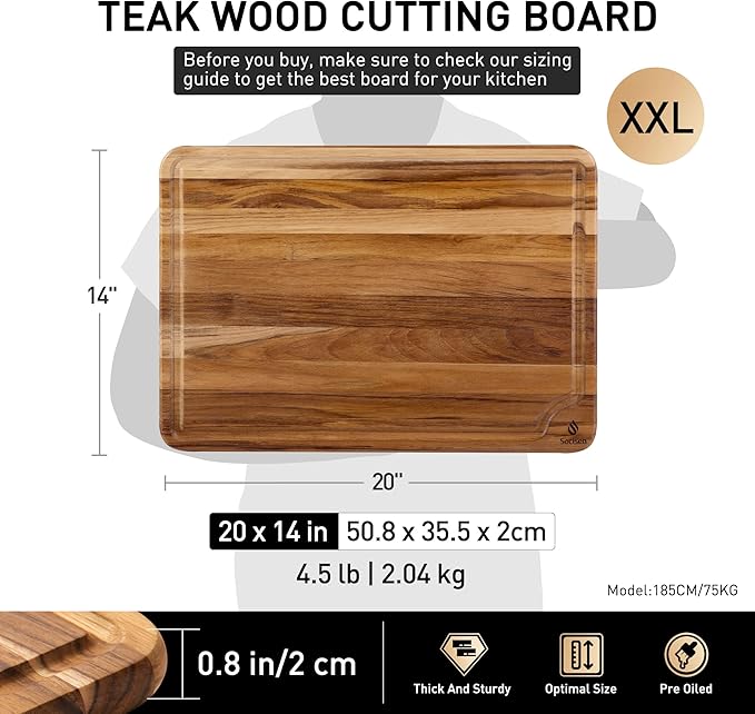Extra Large Teak Wood Cutting Board 20inch - Image 2