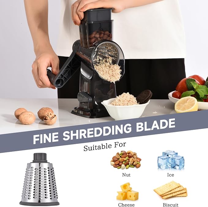 Rotary Cheese Grater with Handle Kitchen Shredder Slicer Grater Slicer Ice - Image 5