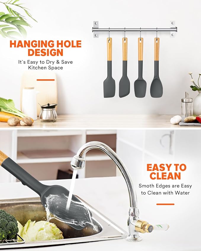 Silicone Spatula Spoon Set, and Spreading, Sturdy BPA-Free Matte Silicone - Image 7