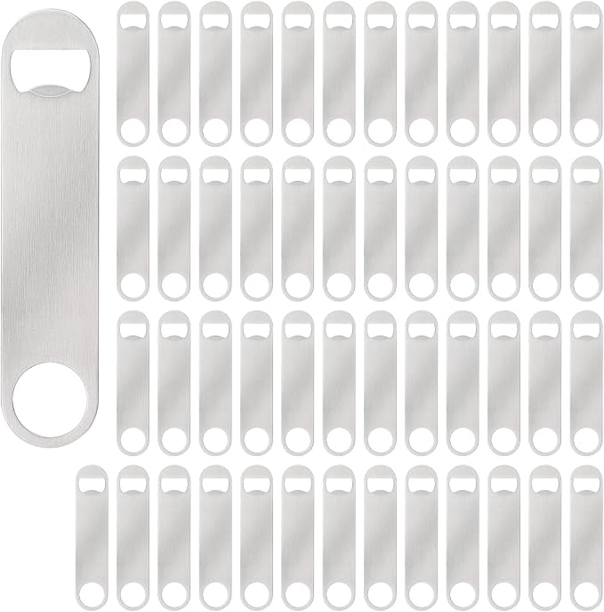 50 Pack Flat Beer Bottle Opener 7 inch Stainless Steel Flat Bottle Opener Beer by Yugada