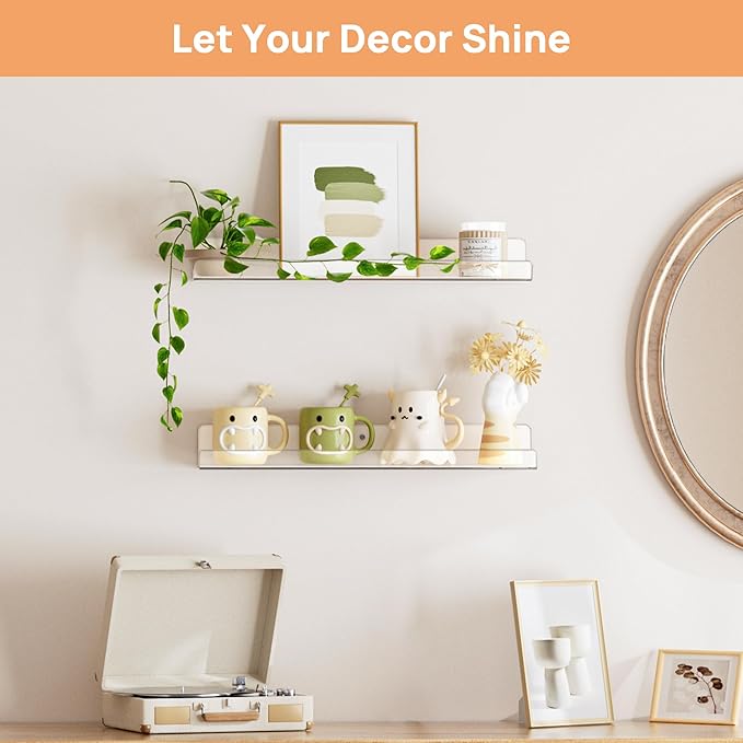 upsimples Acrylic Shelves for Bathroom Storage, Make up, Kids Bookshelf for - Image 2