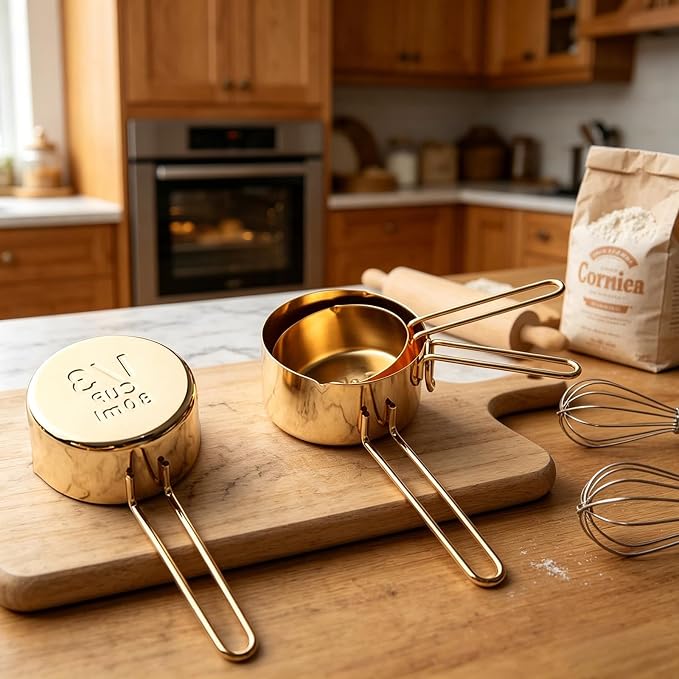4pcs Stainless Steel Measuring Cups Set Kitchen Accessories Baking Tea Coffee - Image 3