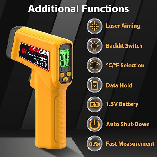 FKM Infrared Thermometer Gun Non-Contact Laser Temperature Gun, -58°F~986°F - Image 2