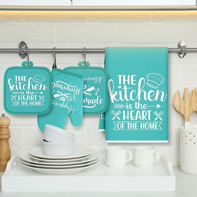 Sratte 6 Pcs Kitchen Decor Accessories Set Farmhouse Towels Pot Holders Oven - Image 2