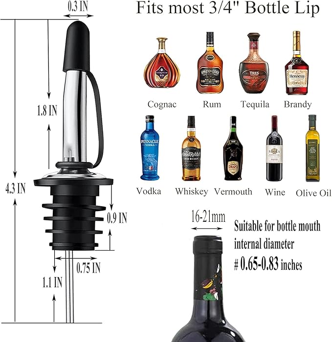 Pafusen 6 Pack Liquor Bottle Pourers, Liquor Pour Spout - Image 5