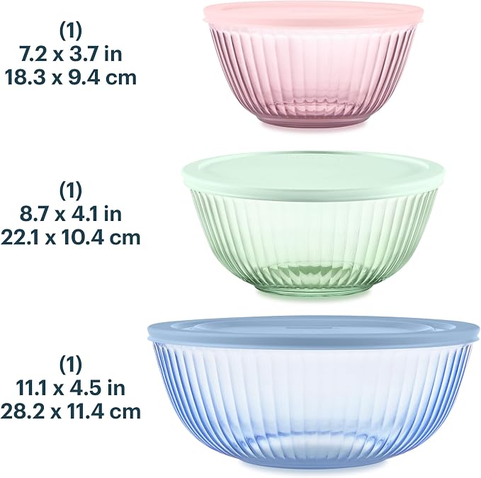 Pyrex Colors Sculpted Tinted Glass Mixing Bowls - Image 2