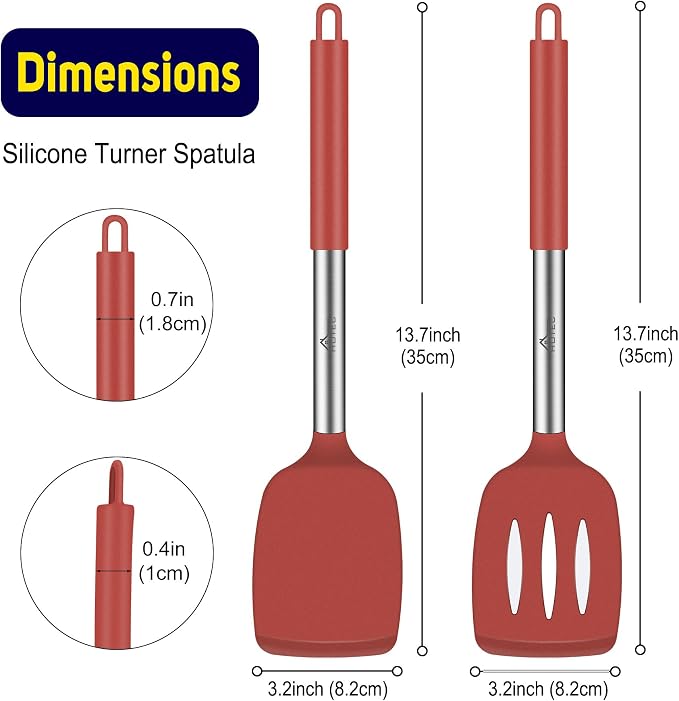 HOTEC Silicone Spatula Set of 2 Heat-Resistant 600°F & BPA-Free Kitchen - Image 2