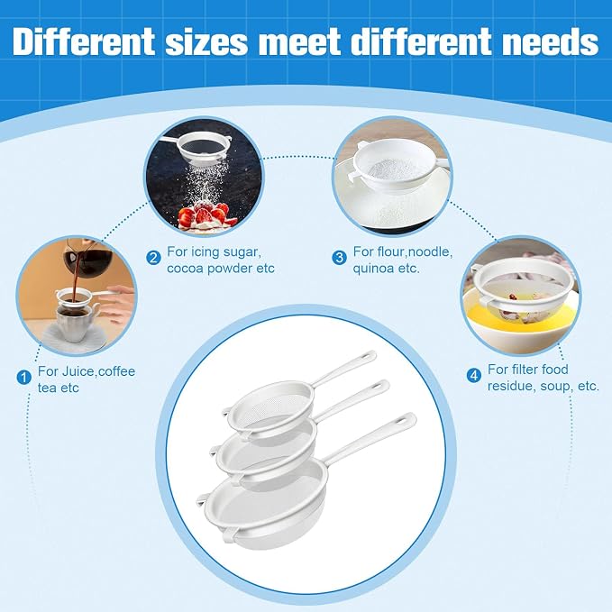 3 Pcs Plastic Nylon Fine Mesh Kefir Strainer Set - Image 5