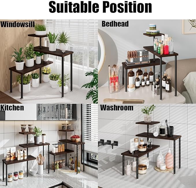 Countertop Organizer Organization 3 Tier Kitchen Corner Shelves Adjustable - Image 6
