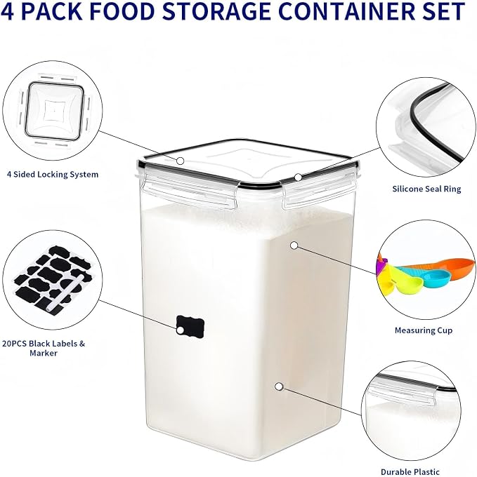 2 Pieces 6.5L / 220 oz Large Food Storage Containers, BPA Free Plastic Airtight - Image 3
