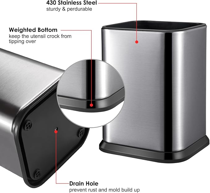 RedCall Stainless Steel Kitchen Utensil Holder - Image 4