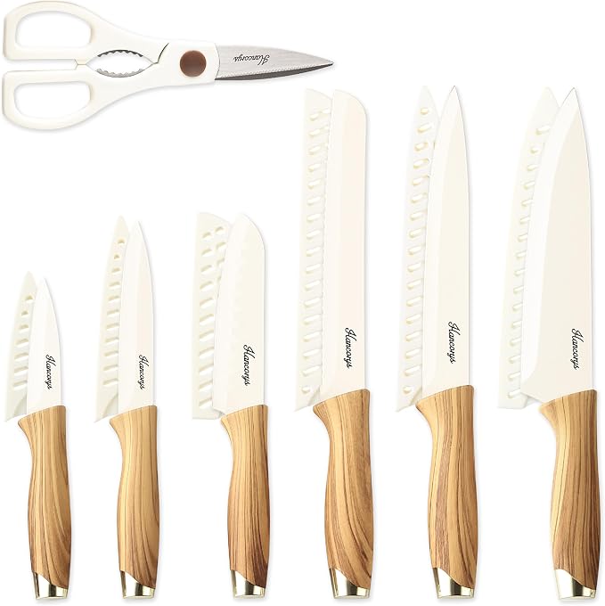 Knife set, 13 Pieces Kitchen Knives Set, Nonstick Ceramic Anti-Rust Coating and by EnergizeYourCooking