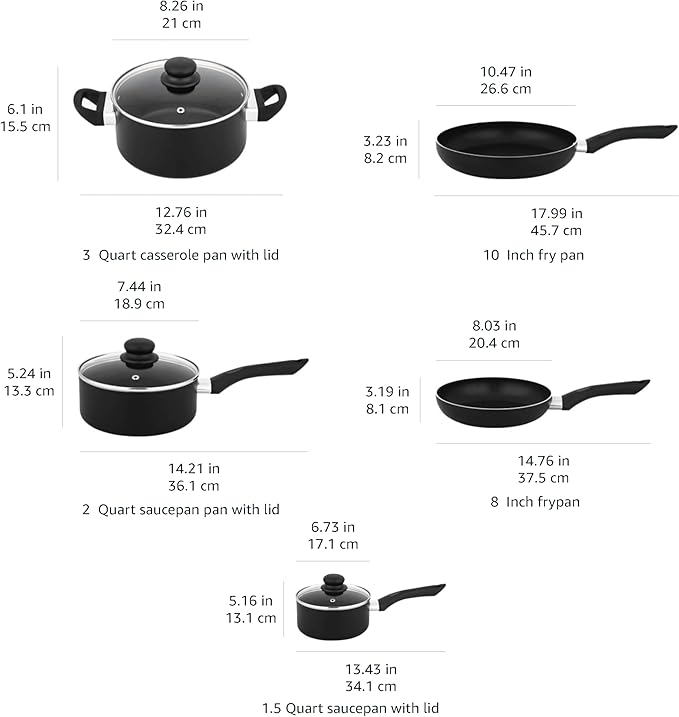 Amazon Basics Ceramic Non-Stick Cookware 8-Piece Set, Pots and Pans - Image 5