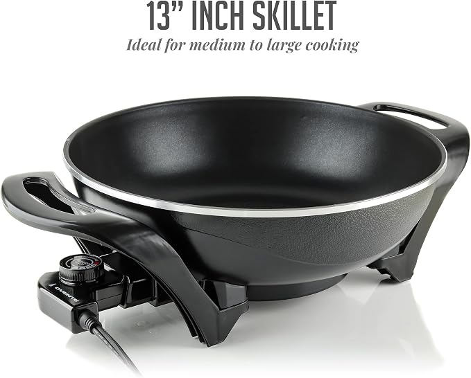 OVENTE Electric Wok with Nonstick Coating, 13 Inch Family-Sized Skillet - Image 2