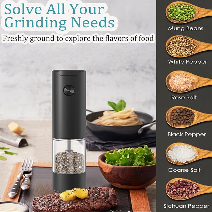 Electric Salt and Pepper Grinder, Automatic Battery Pepper Mill Shakers - Image 8