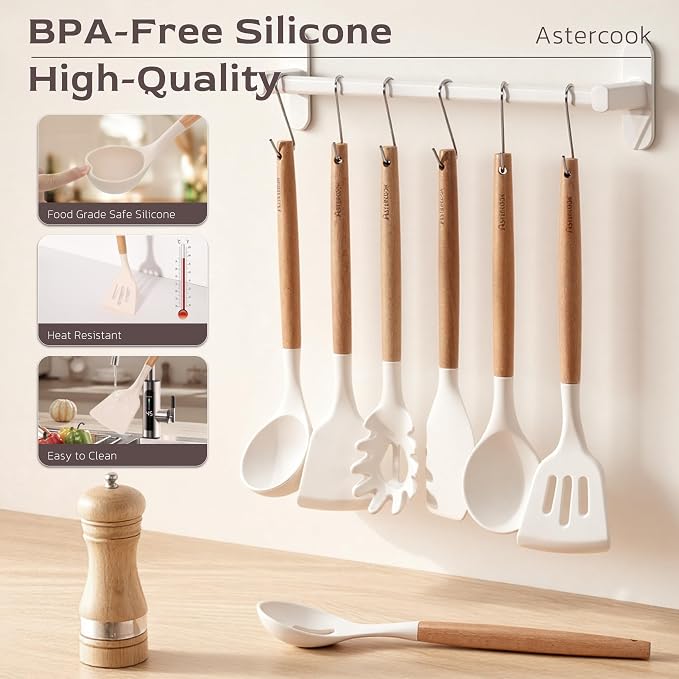 Astercook Kitchen Utensils set, 446°F Heat Resistant Food Grade Utensil Sets - Image 8