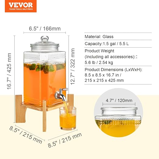 VEVOR Beverage Dispenser, 1.5 Gallon Drink Dispensers - Image 7
