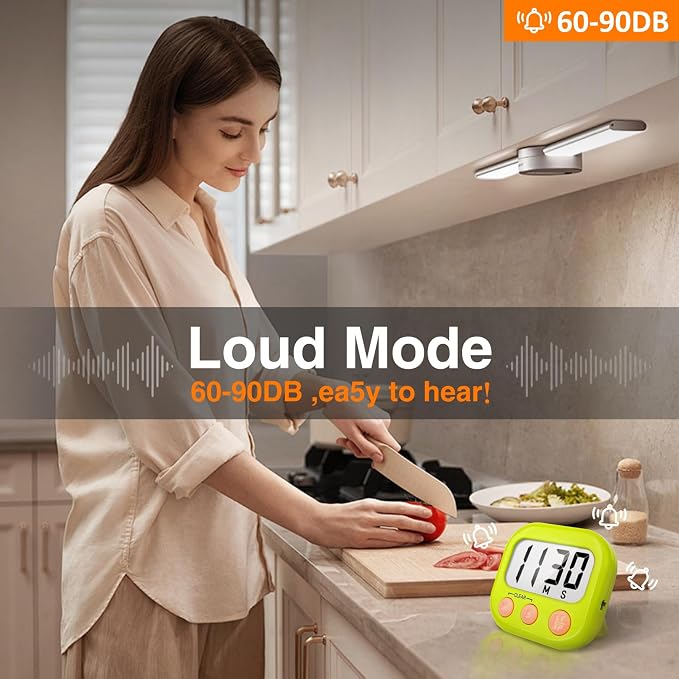 6 Pack Digital Kitchen Timers for Cooking Magnetic Timer for Cooking Loud Alarm - Image 2