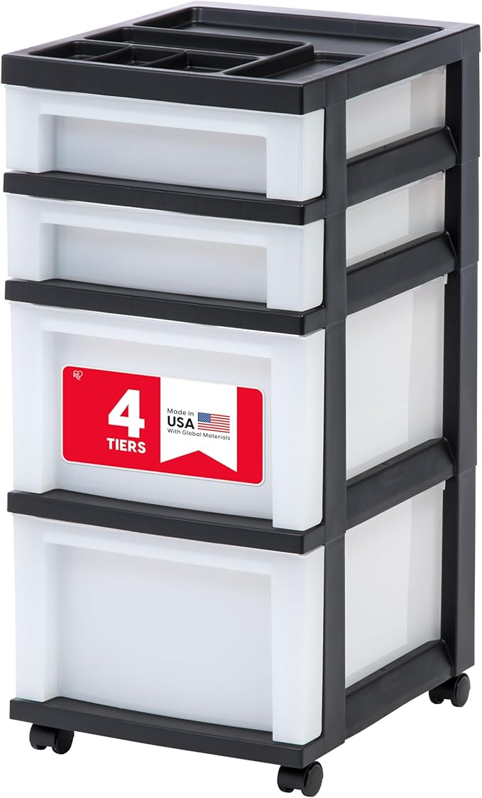 IRIS USA Plastic Drawer Storage Organizer Rolling Cart, by IRISUSA