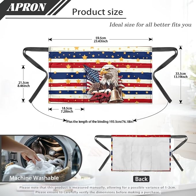 Server Apron with 3 Pockets, Waterproof Oil Waitress Waiter Half Apron - Image 7