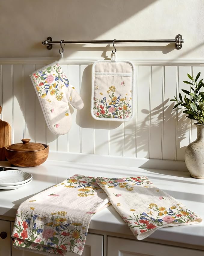 Miss Adola 270 GSM Cotton Kitchen Towels, Oven Mitt and Pot Holder - Image 2