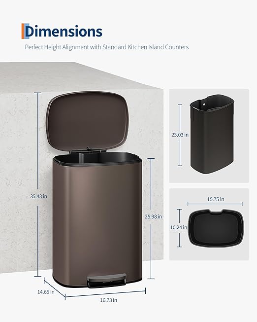 GarveeHome 13 Gal & 2.6 Gal Trash Can Combo Set, Kitchen Trash Can and Bathroom - Image 7
