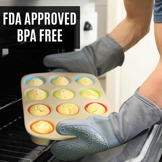 BPA-Free Soft Silicone 4 Piece Oven Mitts & Trivets Set - Image 5