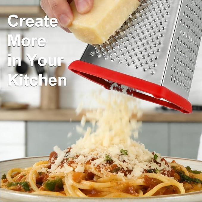 Ourokhome Cheese Grater with Handle, Stainless Steel Box Grater, 4 Side Kitchen - Image 7