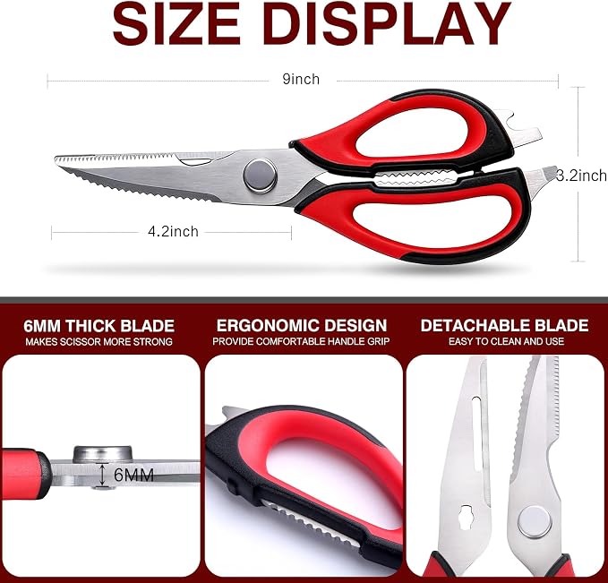 Kitchen Scissors All Purpose for Food, Heavy Duty Kitchen Shears that Come Apart - Image 2