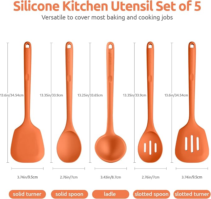Silicone Kitchen Cooking Utensil Set: U-Taste 600ºF Heat Resistant 13.6in Extra - Image 2